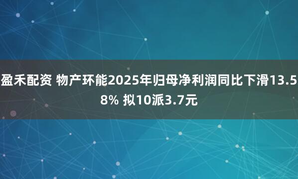盈禾配资 物产环能2025年归母净利润同比下滑13.58% 拟10派3.7元